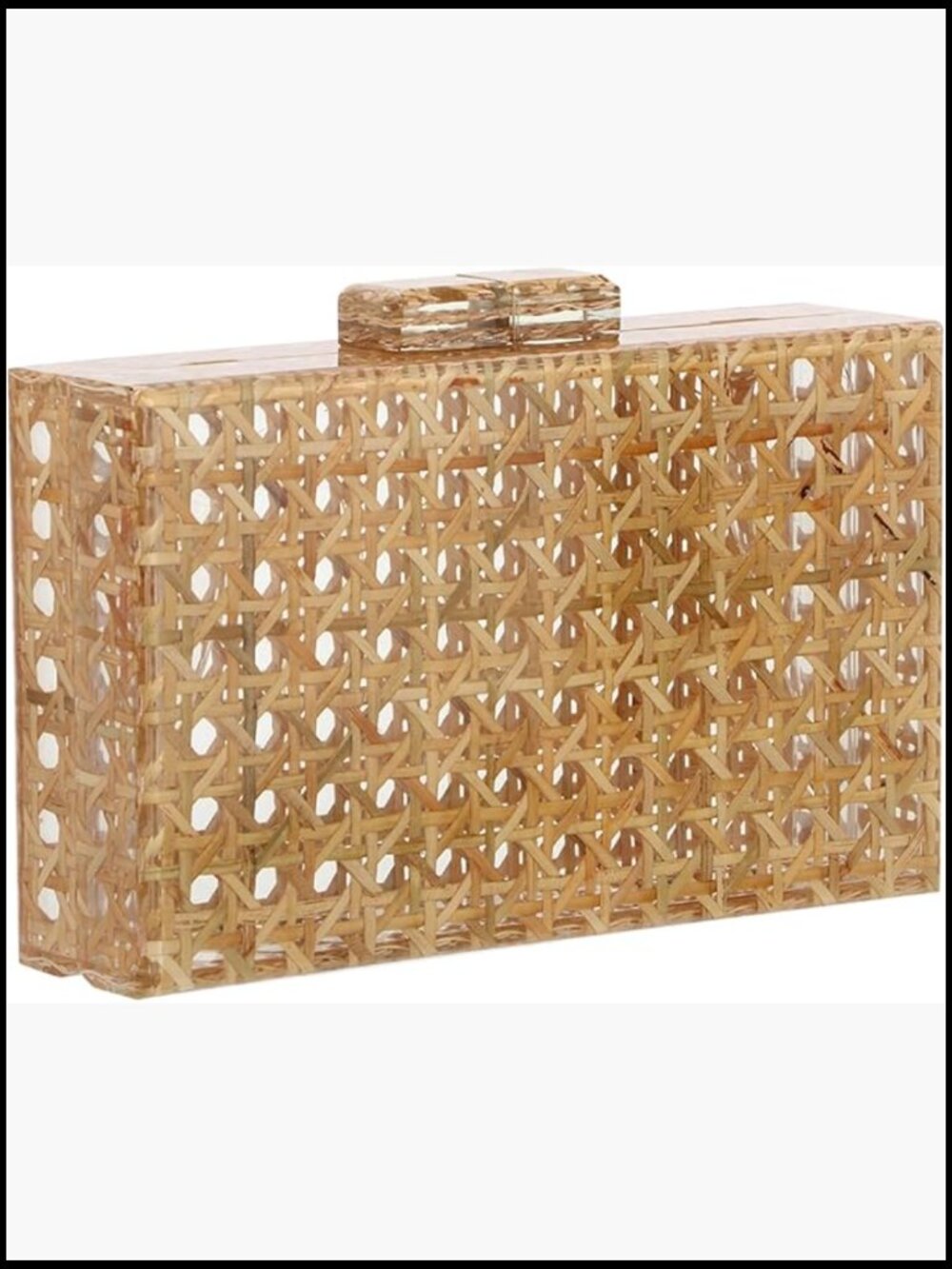 Rattan Acrylic Bag Clutch Purse Evening Bag Woven Handbag Summer Beach Purse - Picture 1 of 6